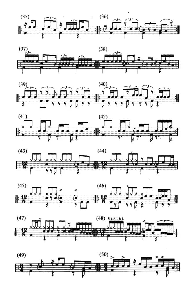 50条架子鼓“加花”插入的实用技巧练习