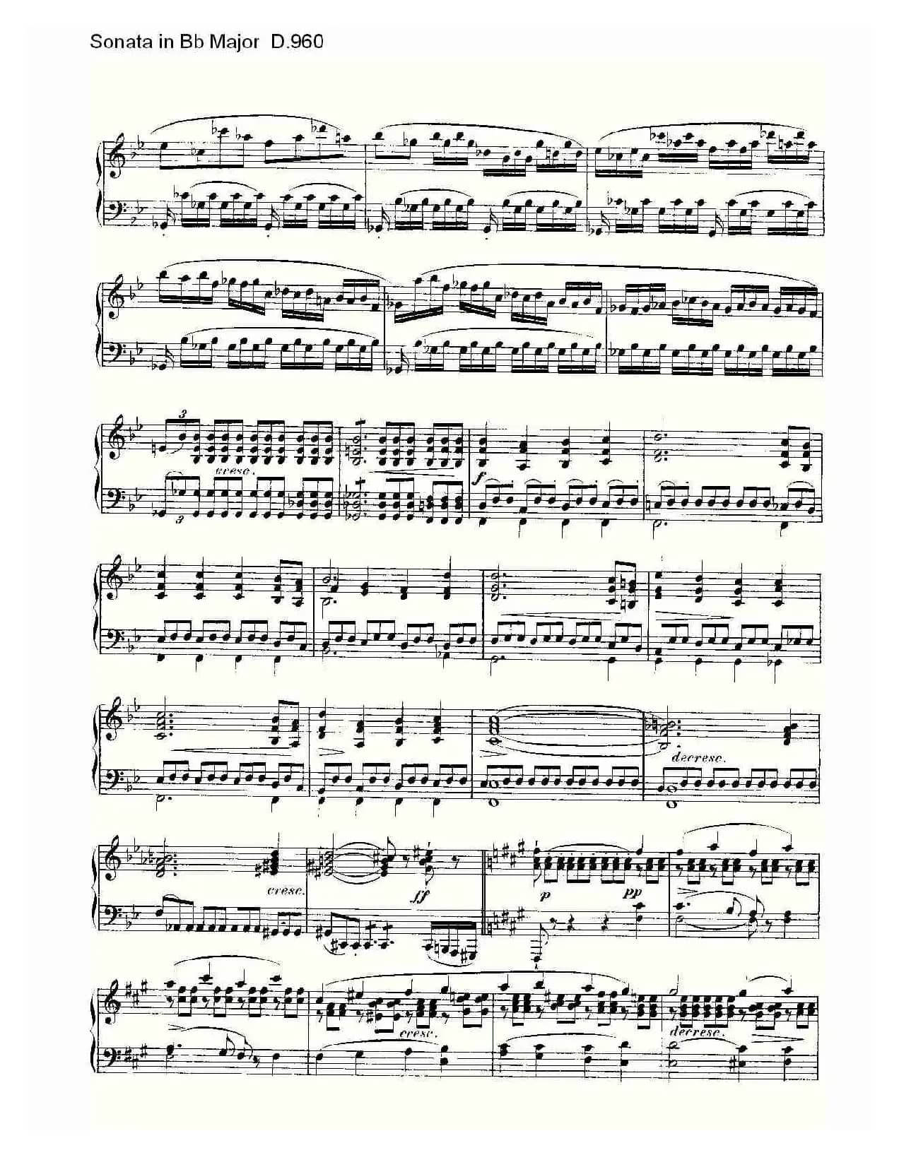Sonata in Bb Major D.960（Bb大调奏鸣曲 D.960）