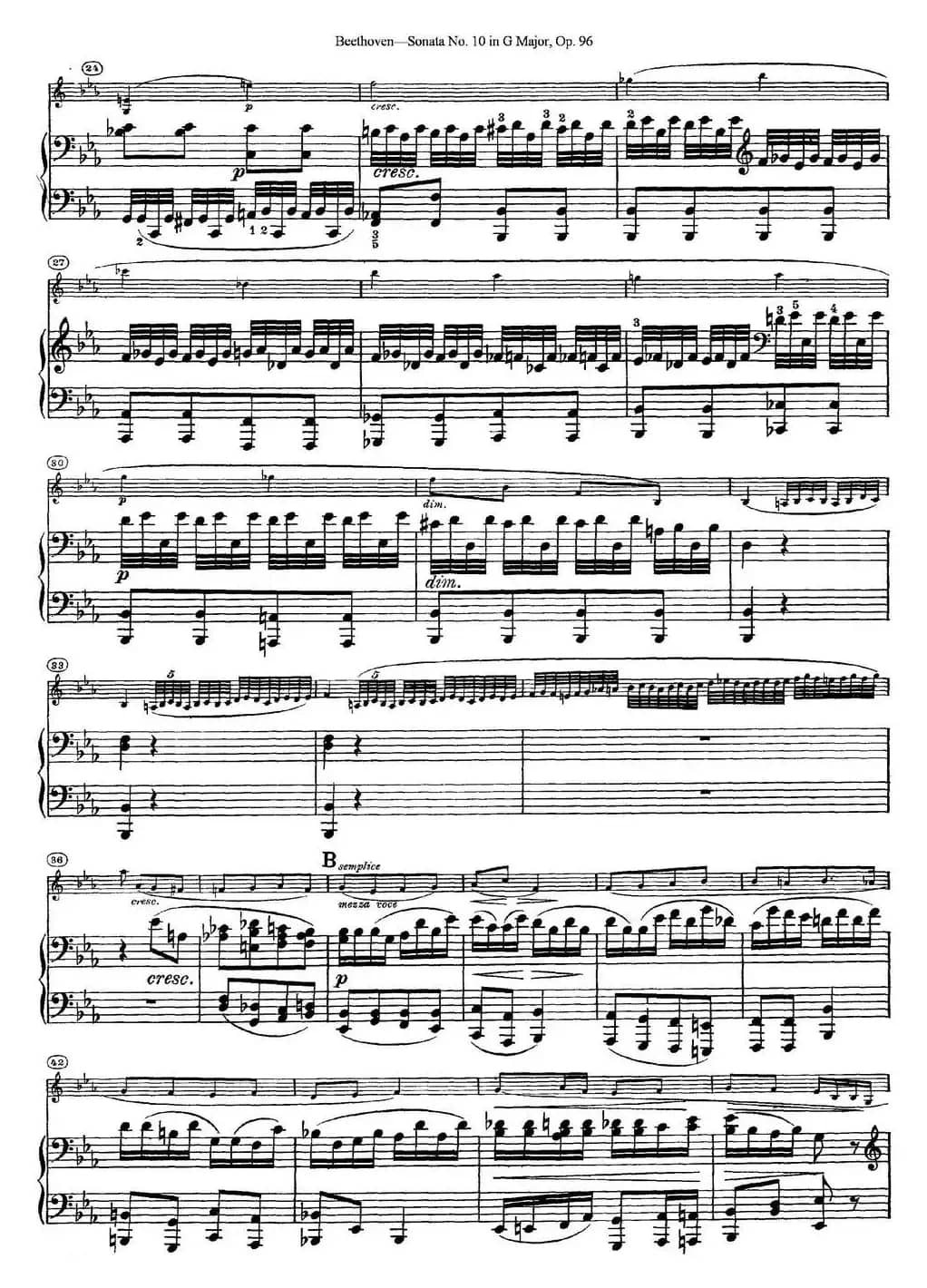 Violin Sonata No.10 in G Major Op.96（小提琴+钢琴伴奏）