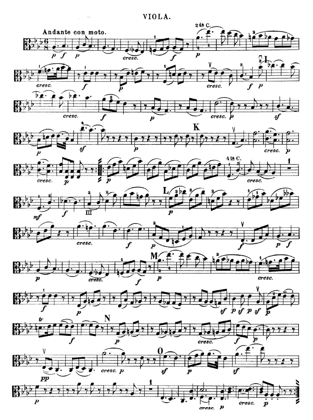 Mozart《Quartet No.16 in Eb Major,K.428》（Viola分谱）
