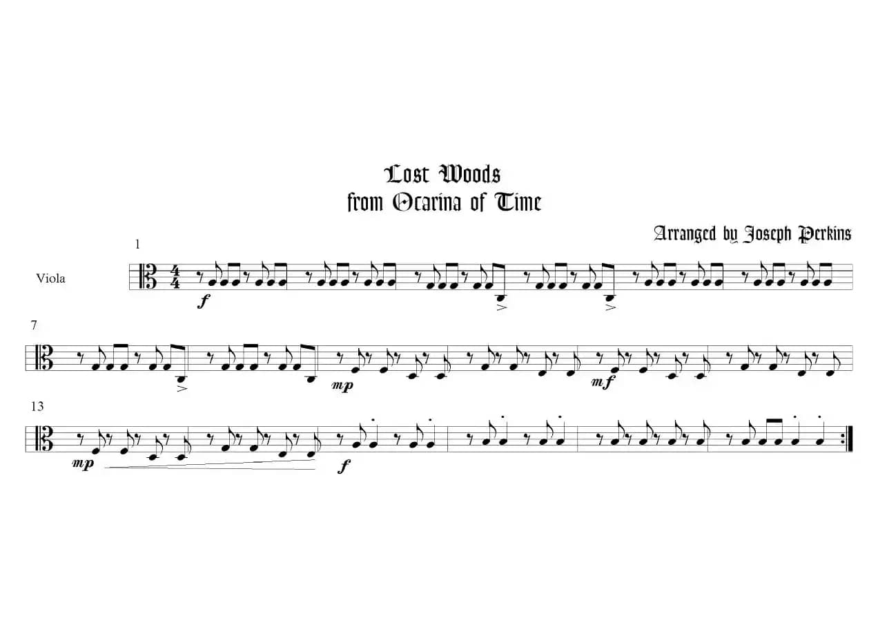 Lost Woods（弦乐四重奏总谱+分谱）