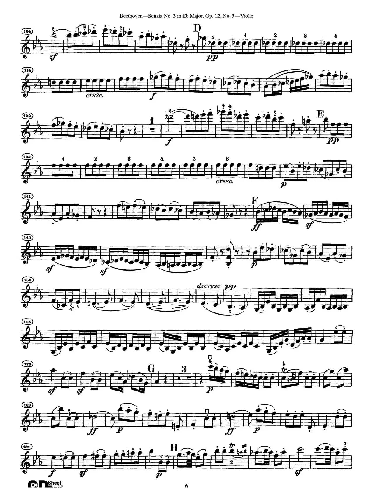 降E大调第三小提琴奏鸣曲（Sonata No.3 in Eb Major Op.12,No.3）