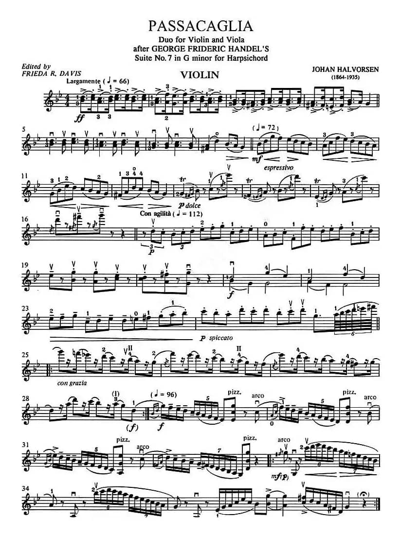 Passacaglia（帕萨卡利亚）（二重奏小提琴分谱）