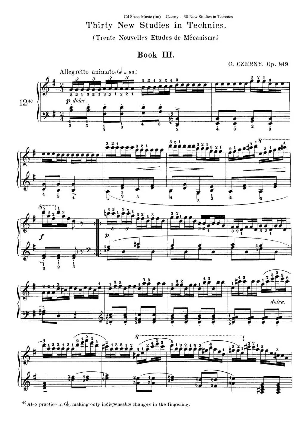 Czerny - 30 New Studies - 12（车尔尼Op849 - 30首练习曲）