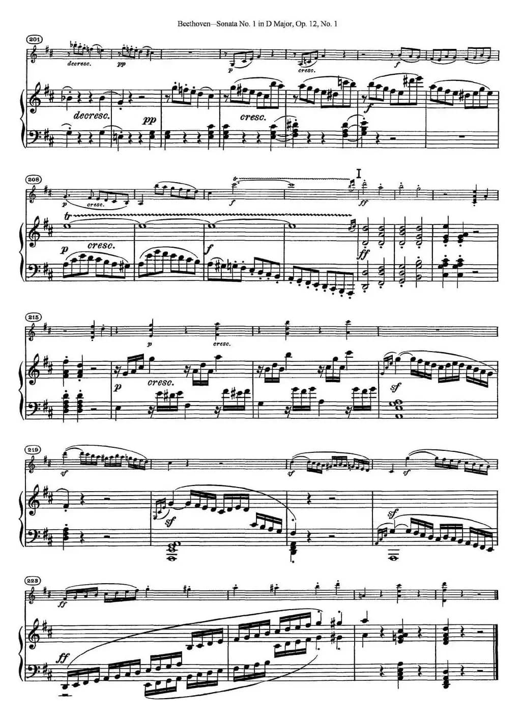 Violin Sonata No.1 in D Major Op.12 No.1（小提琴+钢琴伴奏）
