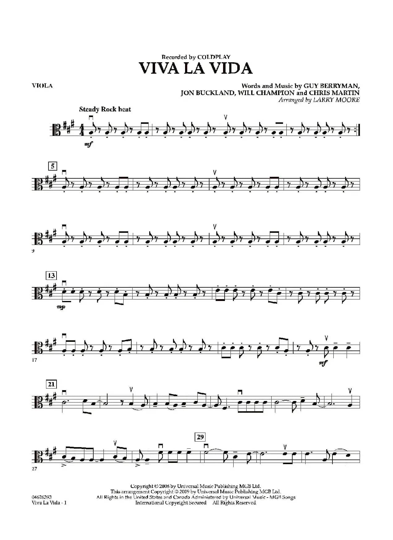 VIVA LA VIDA（中提琴分谱）