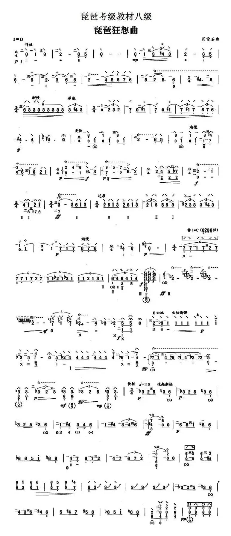 琵琶考级教材八级：琵琶狂想曲