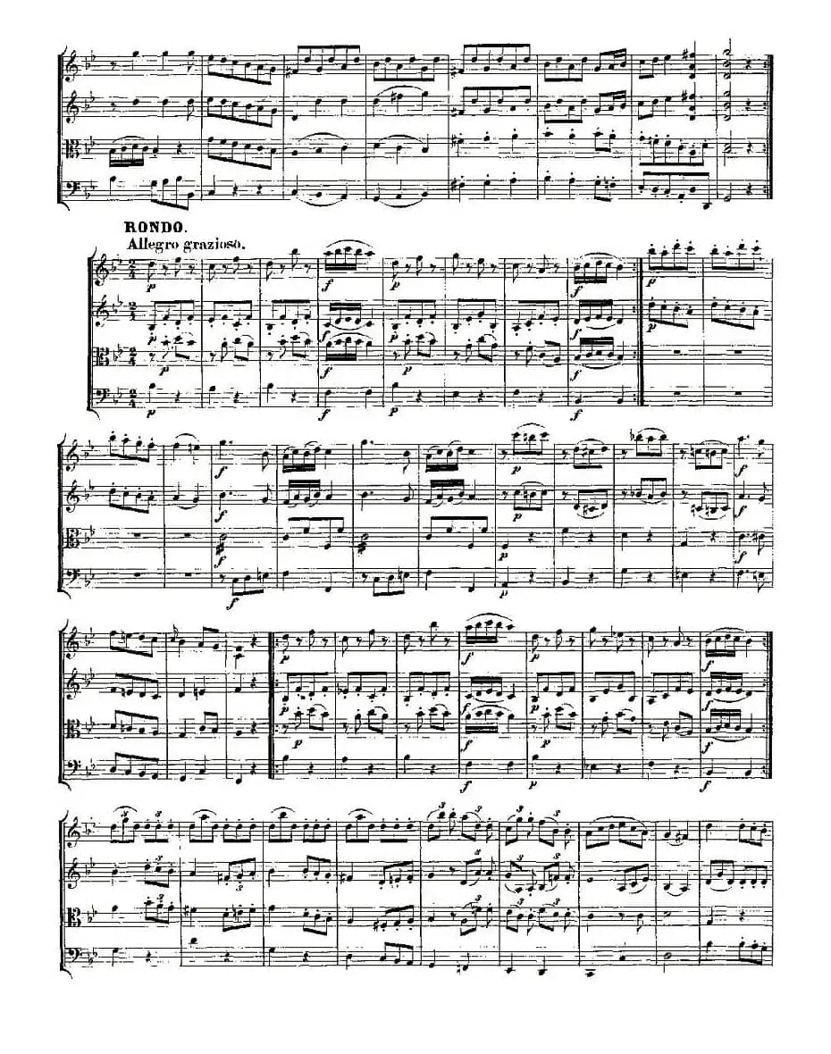 Quartet No. 6 in Bb Major, K. 159（降B大调第六弦乐四重奏）