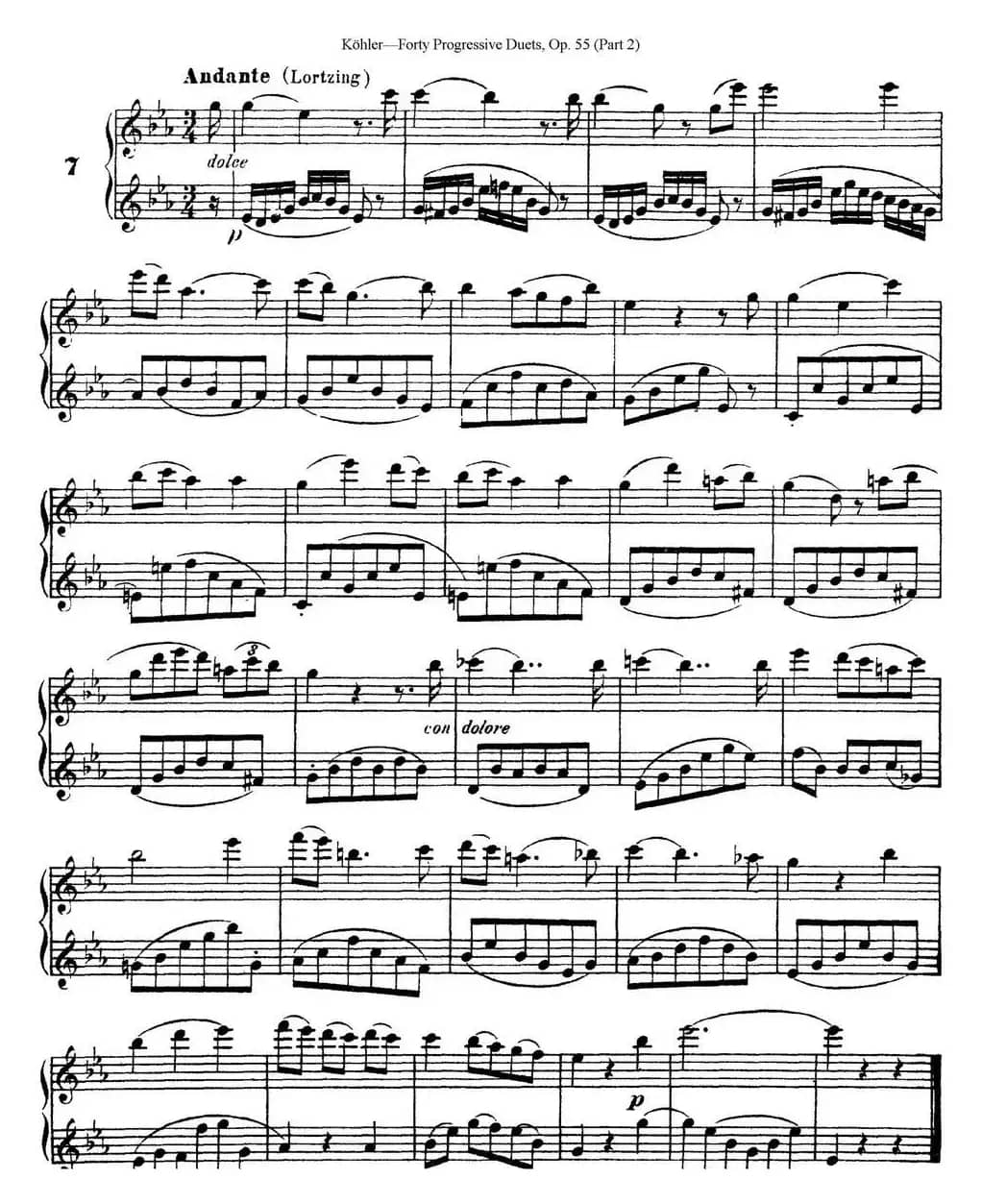 柯勒40首长笛提高练习曲OP.55（二重奏）（NO.7）