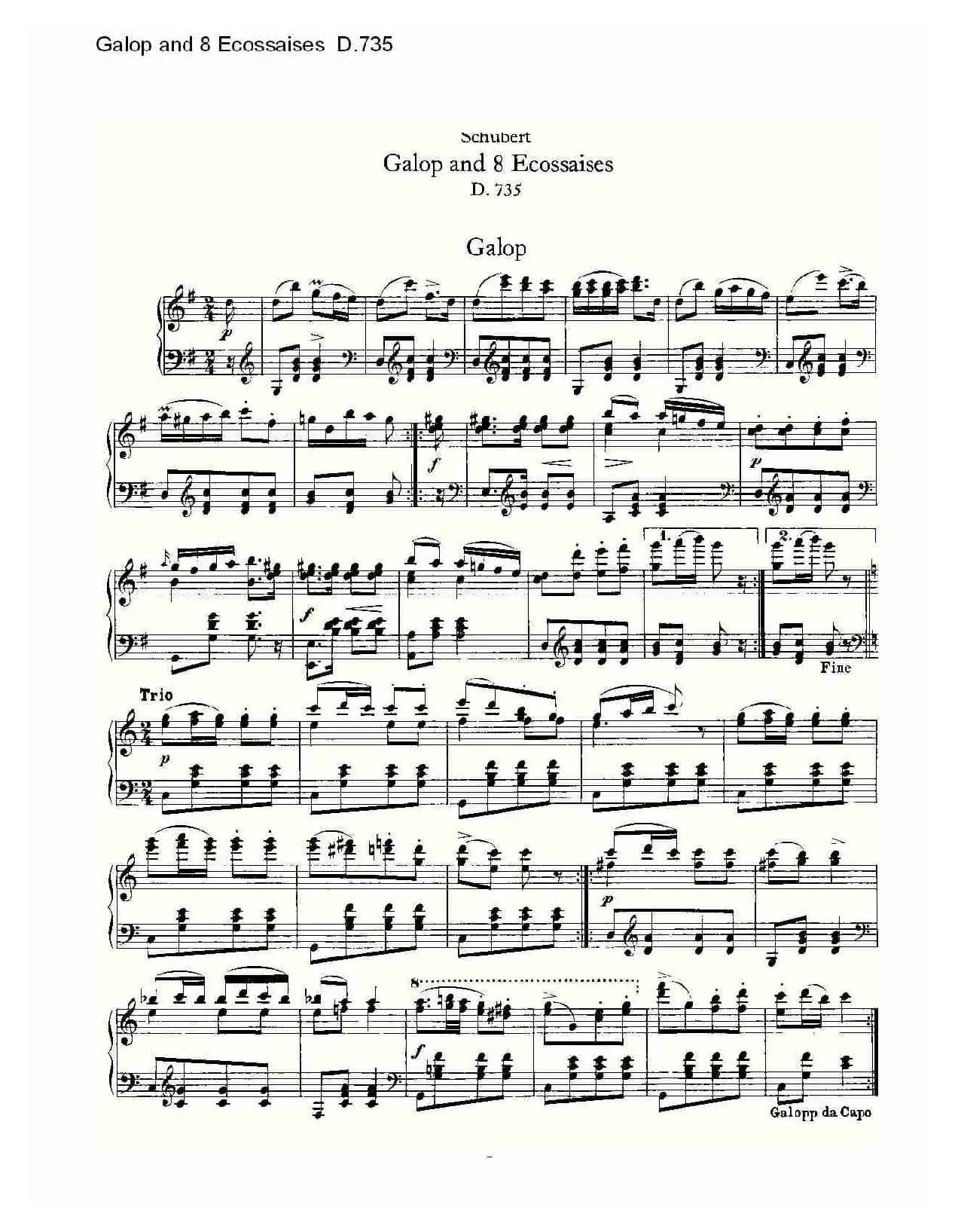 Galop and 8 Ecossaises D.735