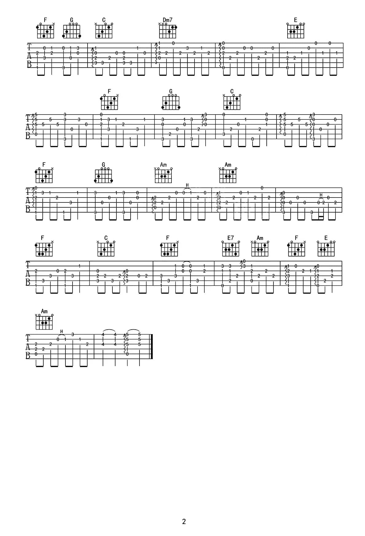 天空之城（指弹谱、C调小伟编配版）