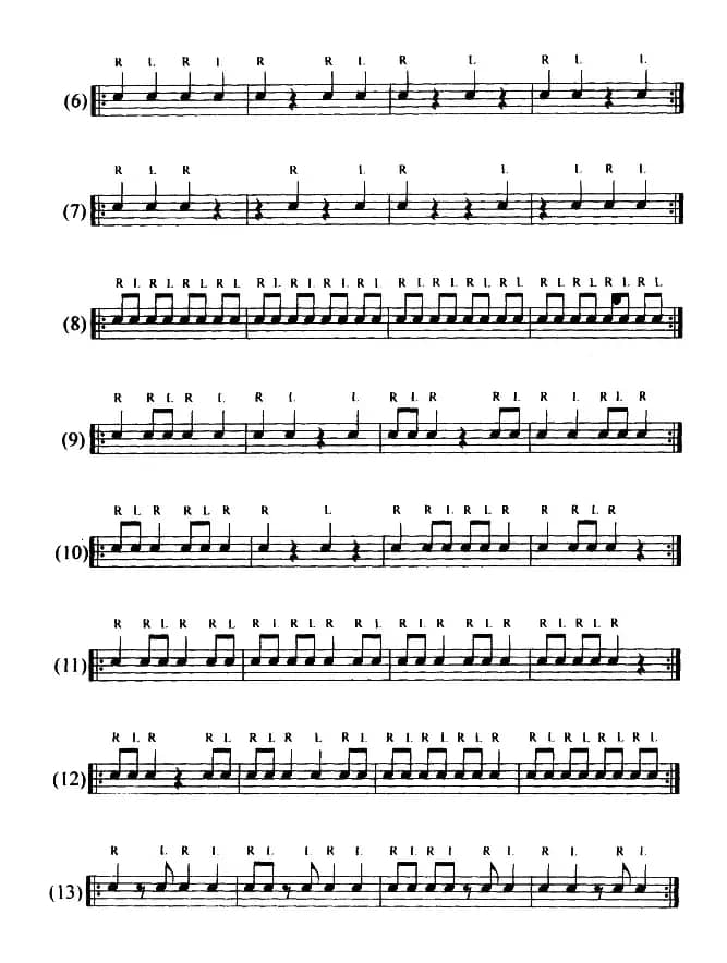 30条架子鼓小鼓的基本功练习