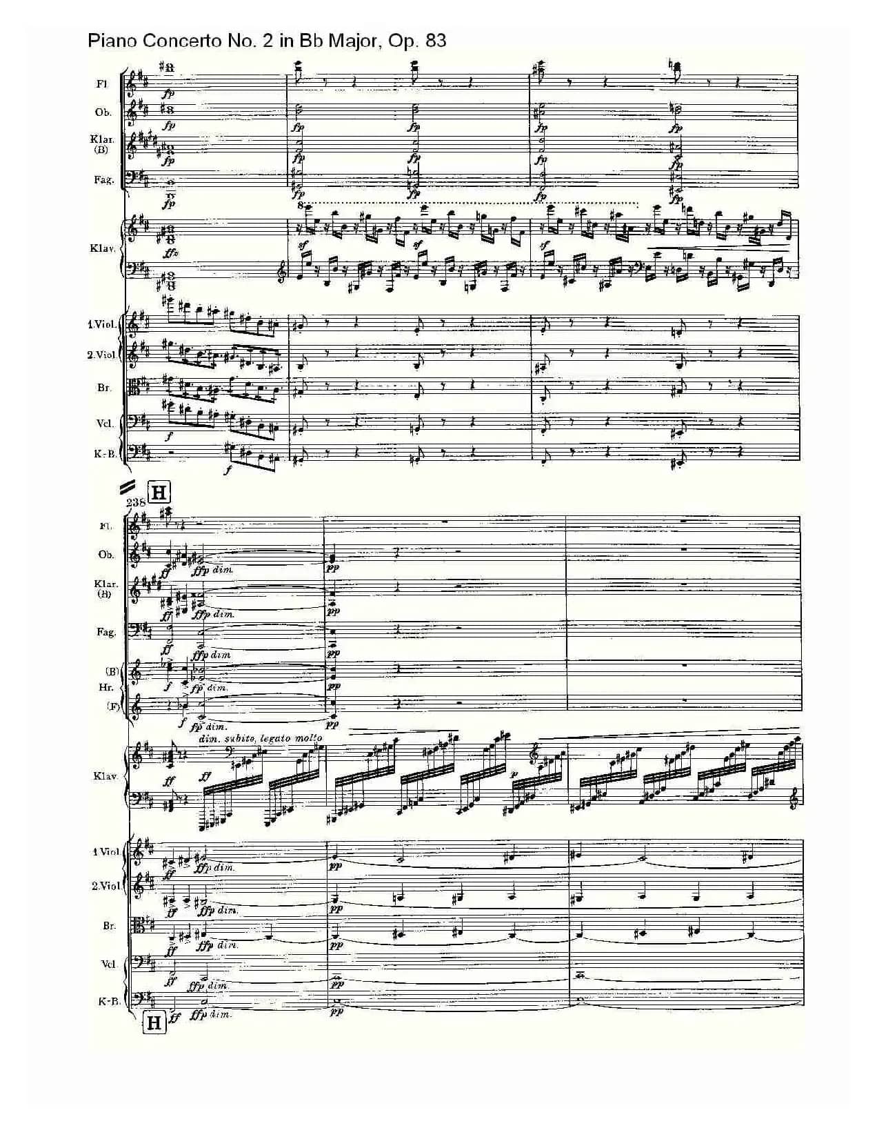 Bb大调钢琴第二协奏曲, Op.83第一乐章（一）