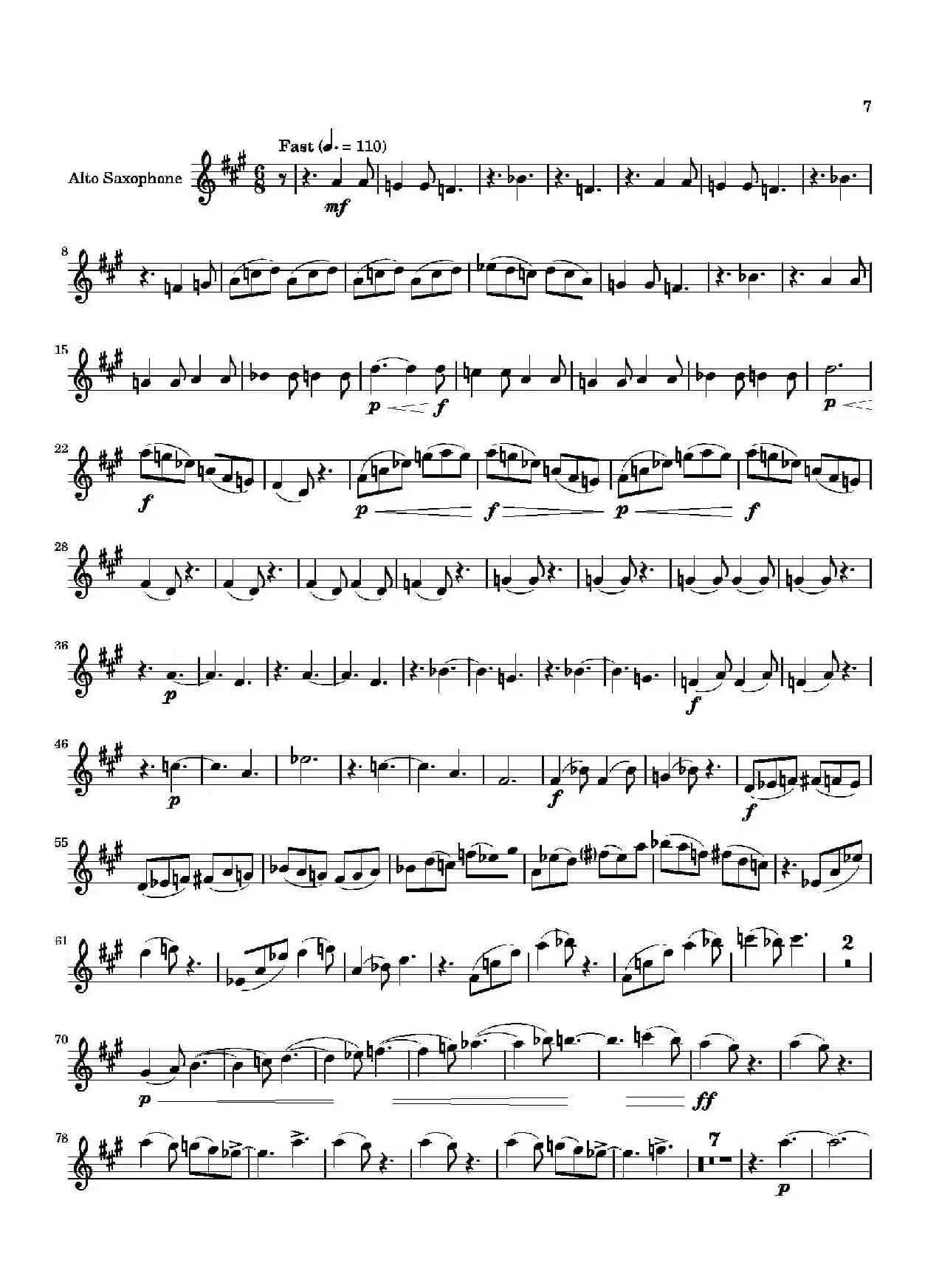 Movement（四重奏中音萨克斯分谱）