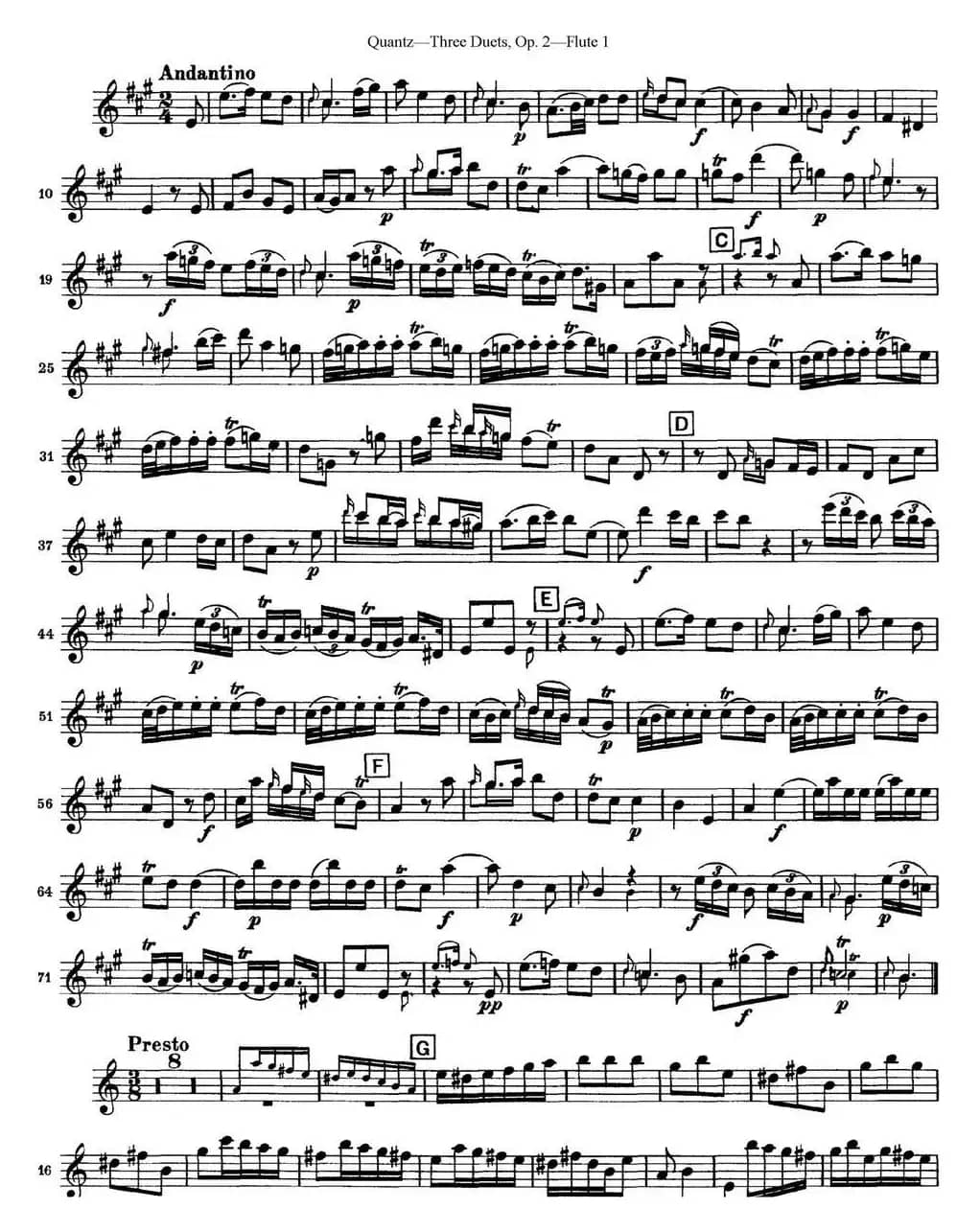 匡茨G大调长笛二重奏Op.2——Flute 1（No.2）