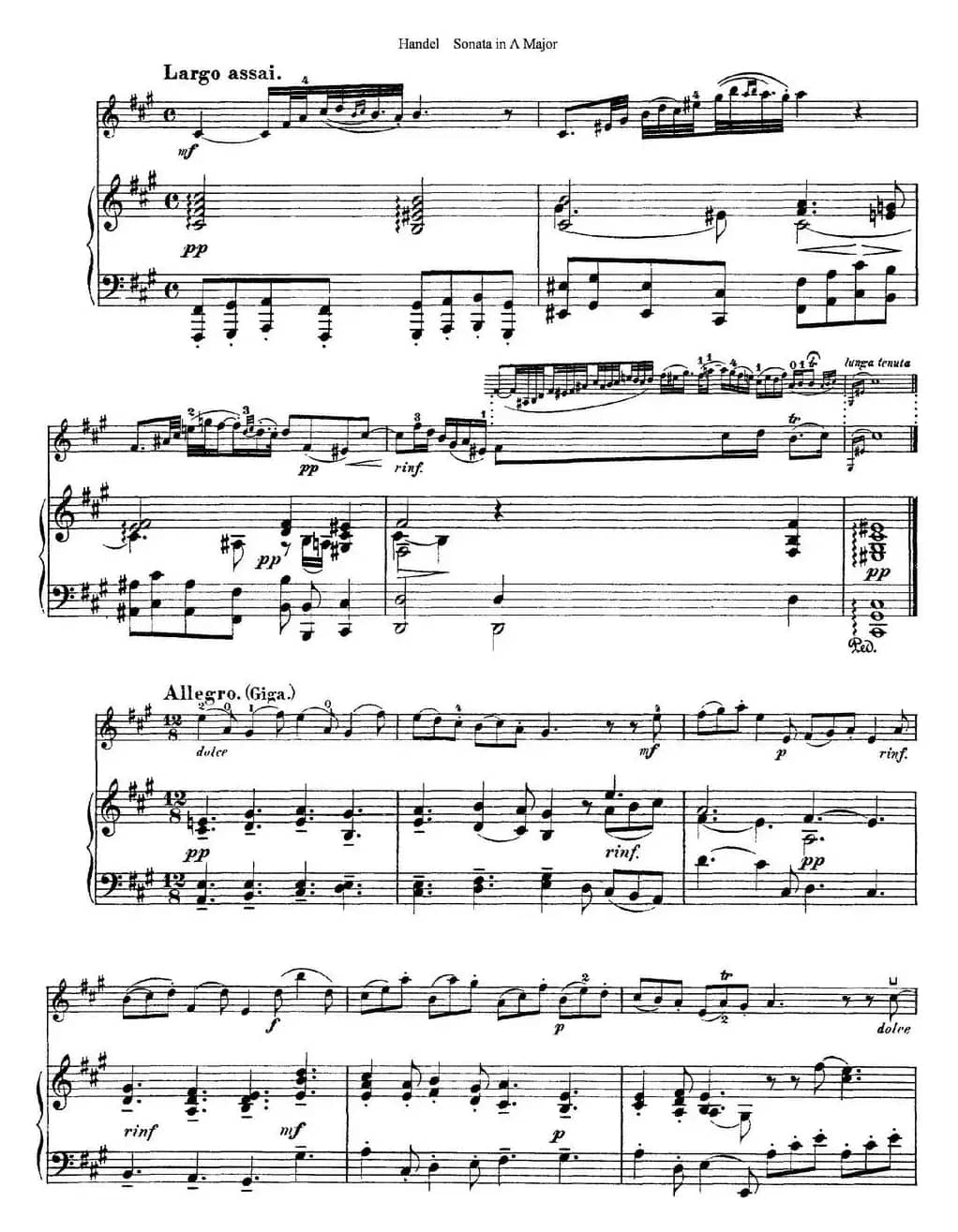 Violin Sonata No.1 in A major（小提琴+钢琴伴奏）