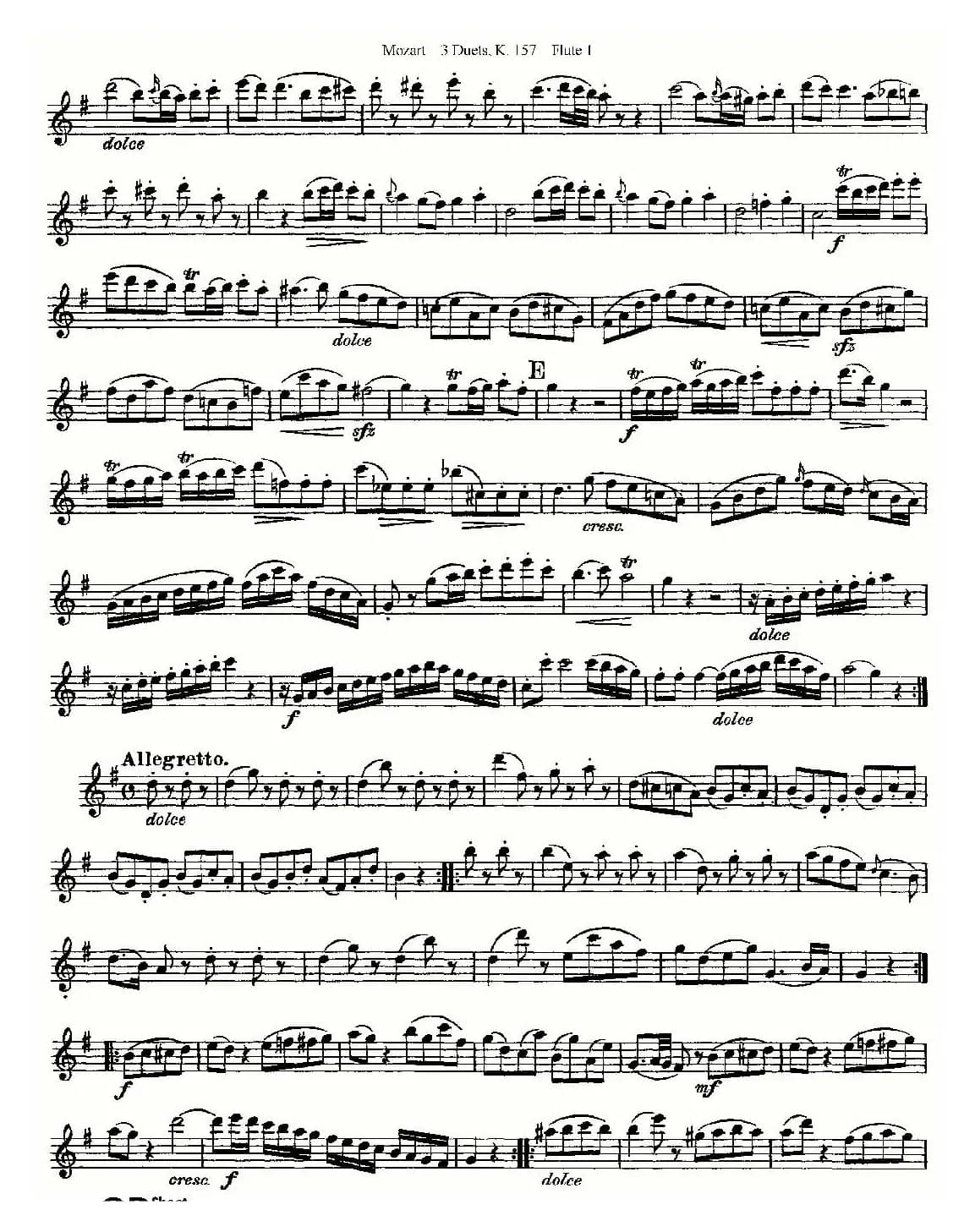 3 Duets K.157 之第一长笛（二重奏三首 K157号）