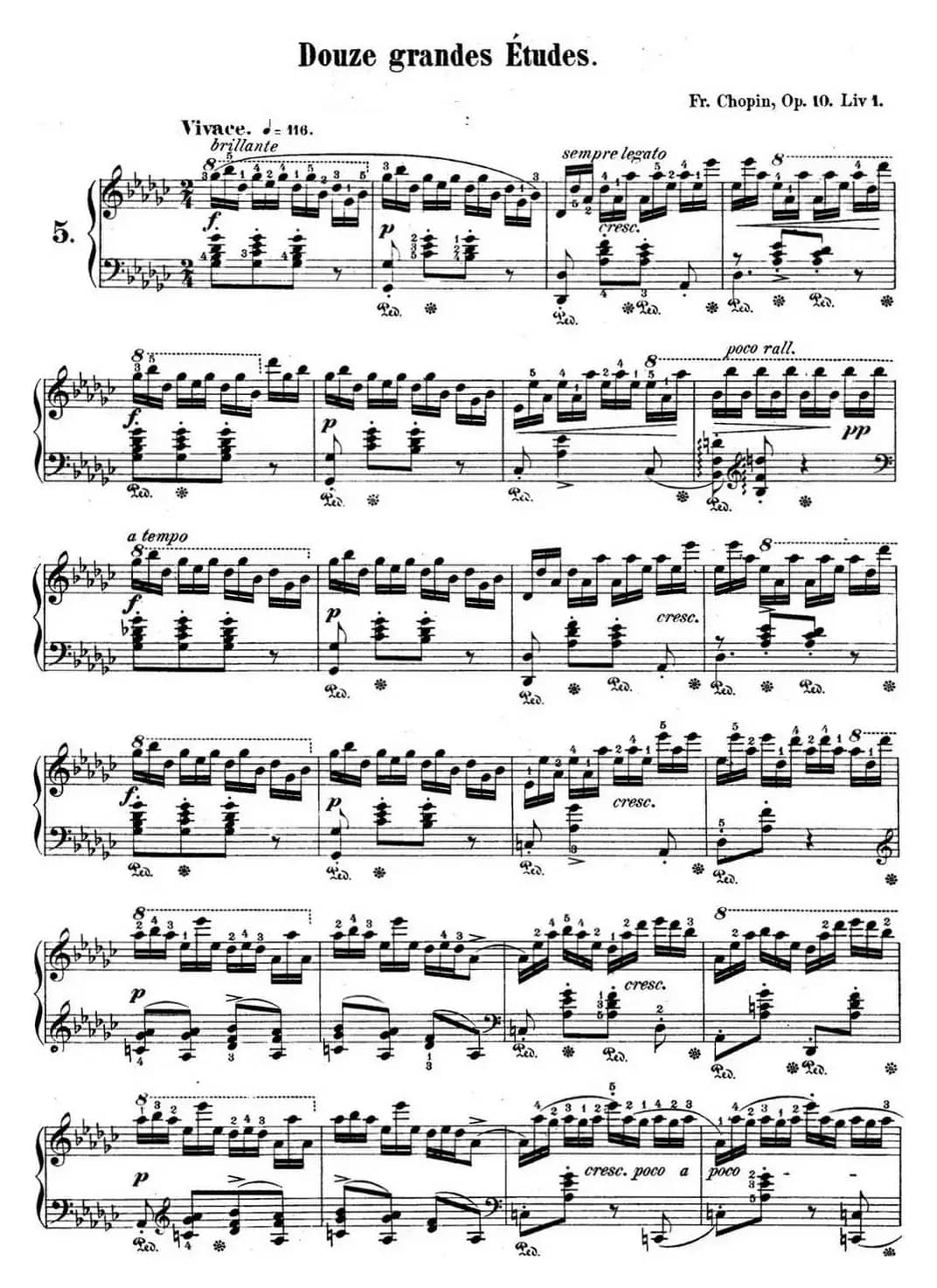 肖邦练习曲5 Op.10 No.5 黑键 降G大调 Gb major Black Key