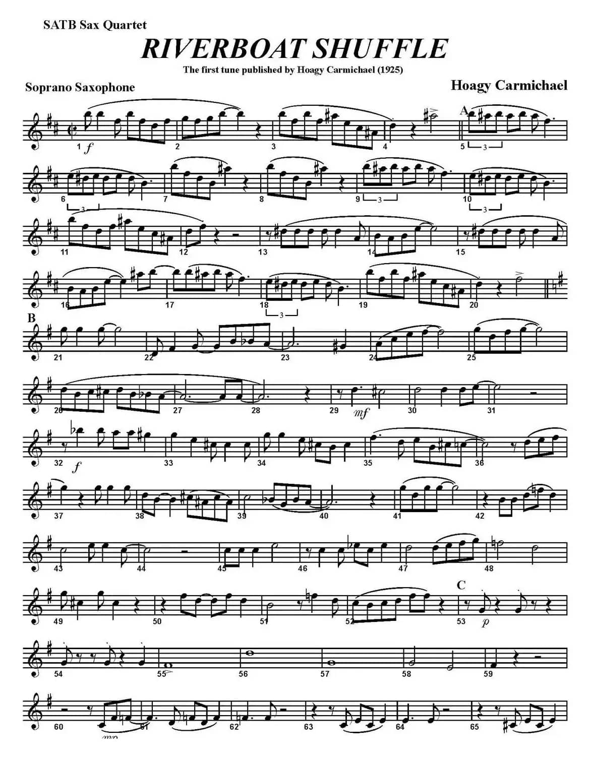 RIVERBOAT SHUFFLE（四重奏·高音萨克斯分谱）