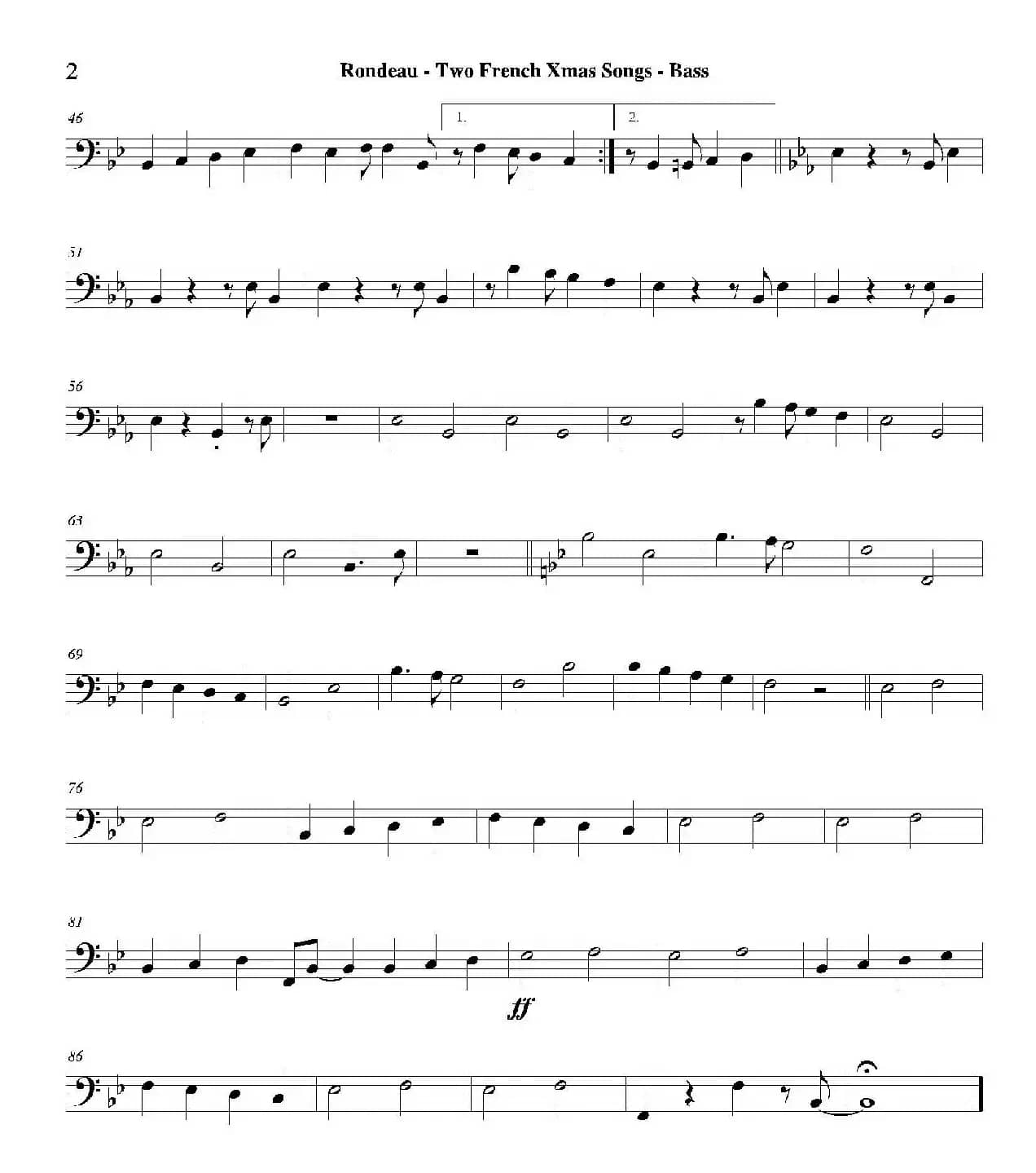 Two French Xmas Songs（贝司分谱）