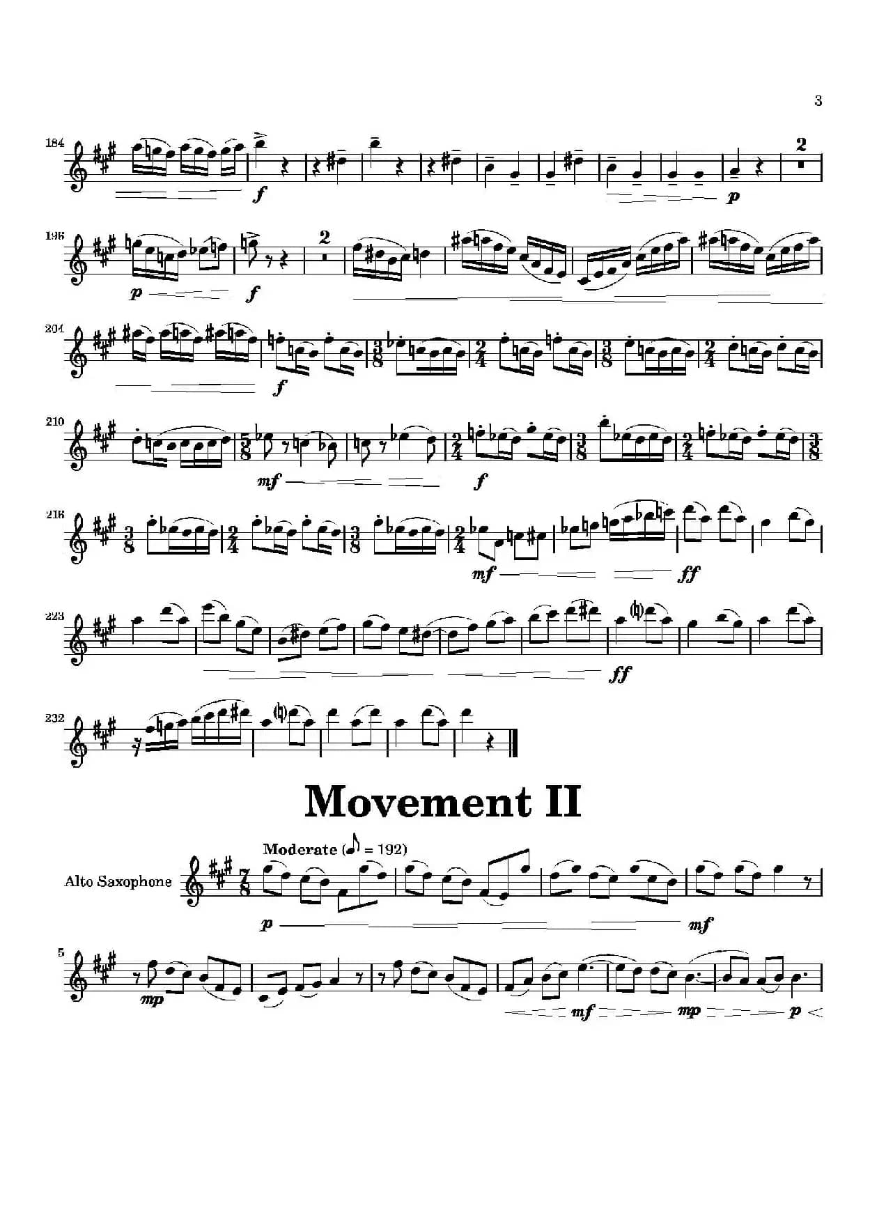 Movement（四重奏中音萨克斯分谱）