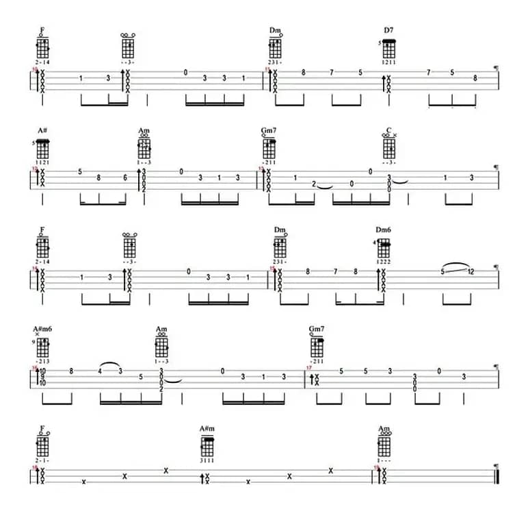 红豆（尤克里里指弹谱）