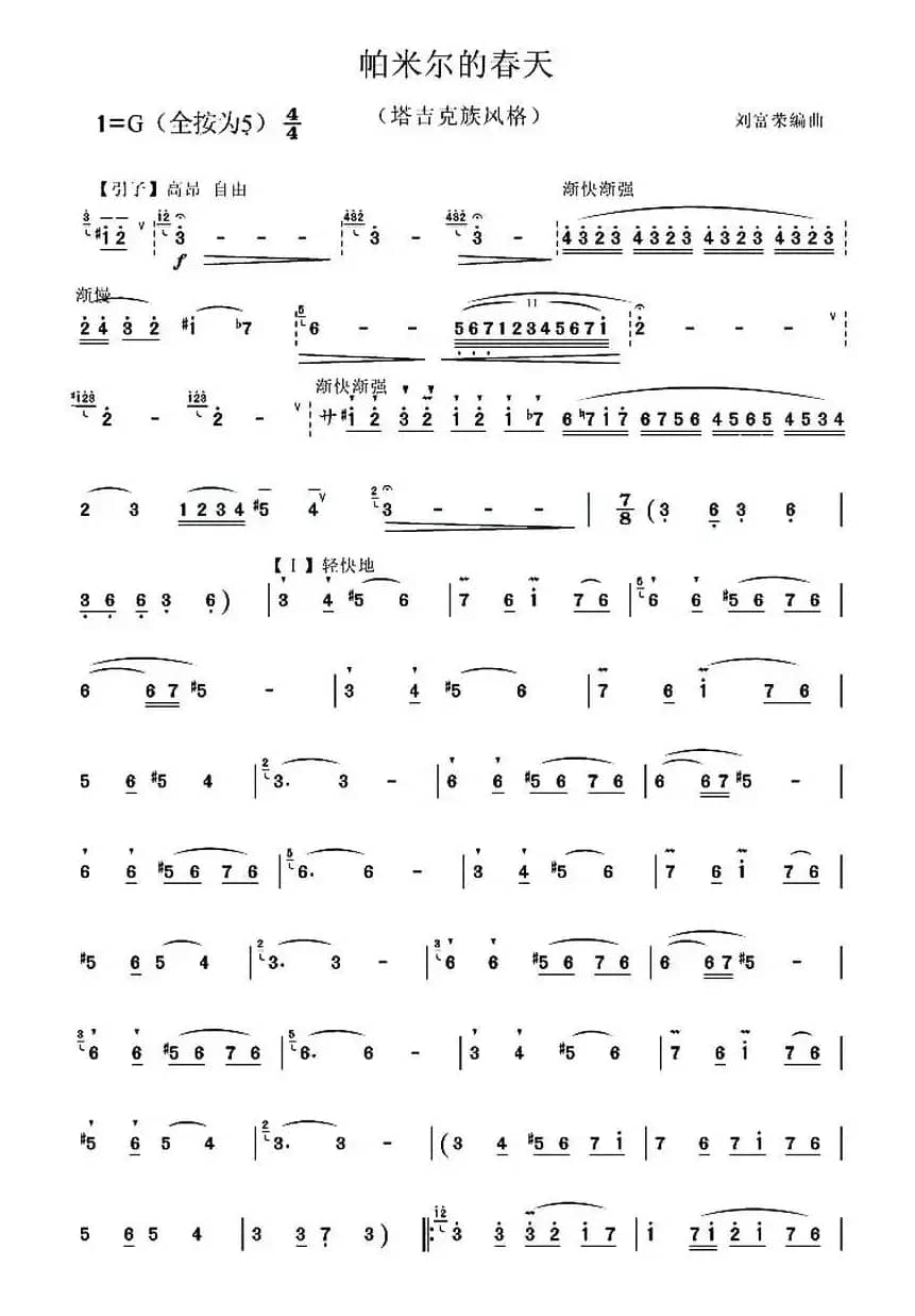 帕米尔的春天（刘福荣编曲版）