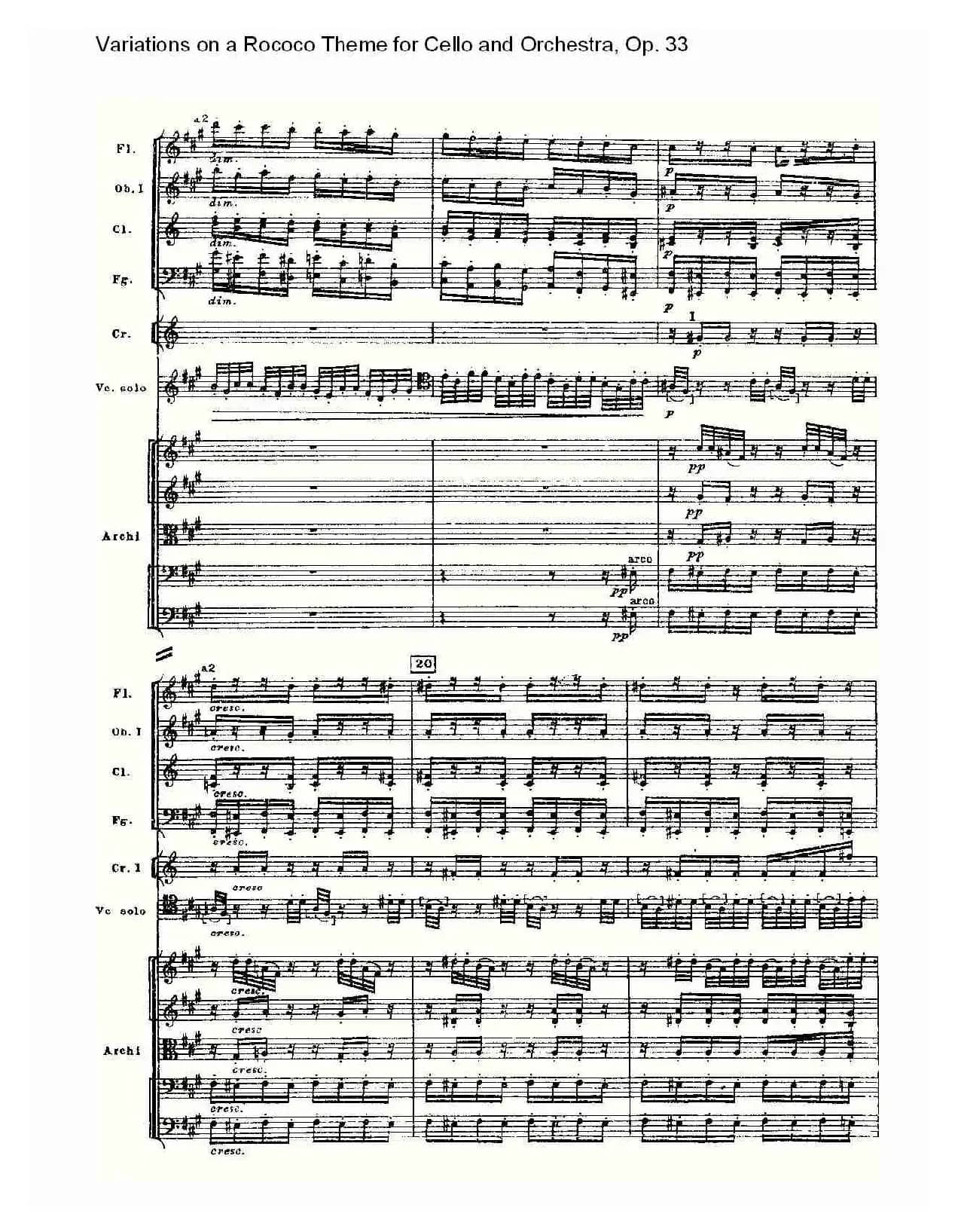 大提琴与管弦乐洛可可主题a小调变奏曲, Op.33（一）