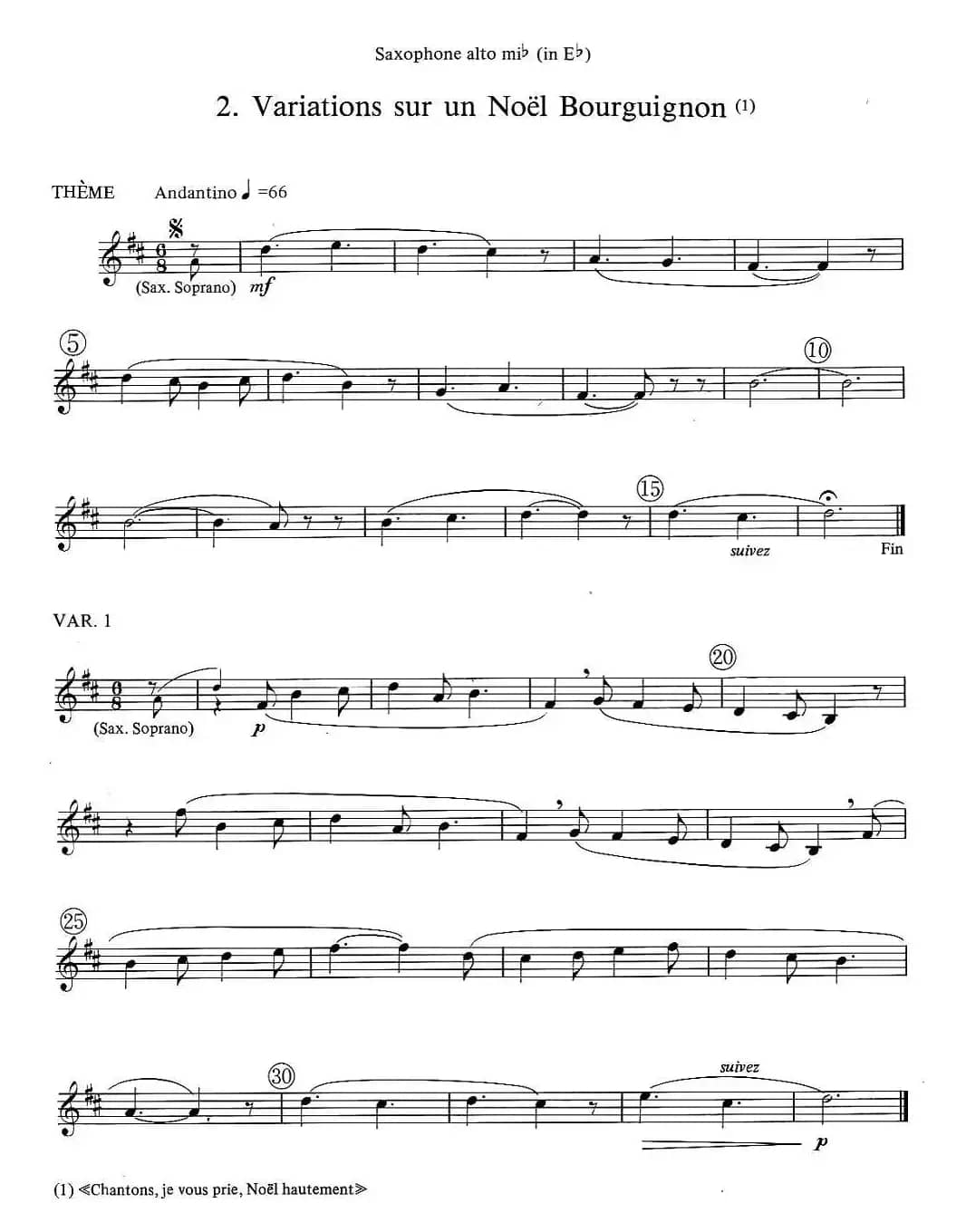 jean Bouvard 编写的6首萨克斯四重奏（中音萨克斯分谱）