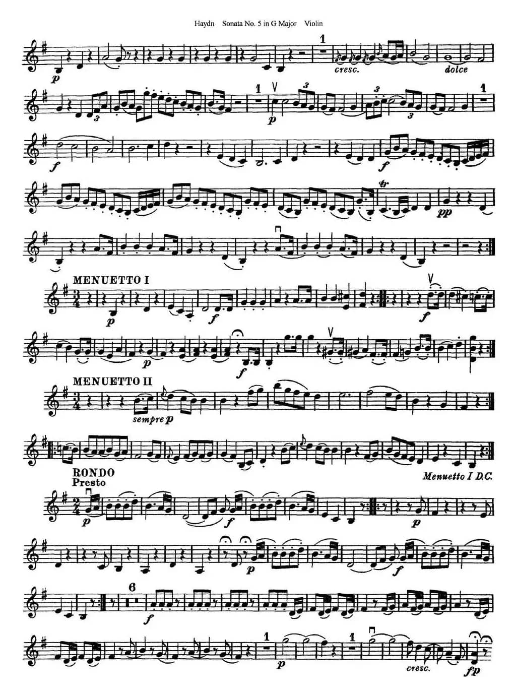 Violin Sonata No.5 in G Major