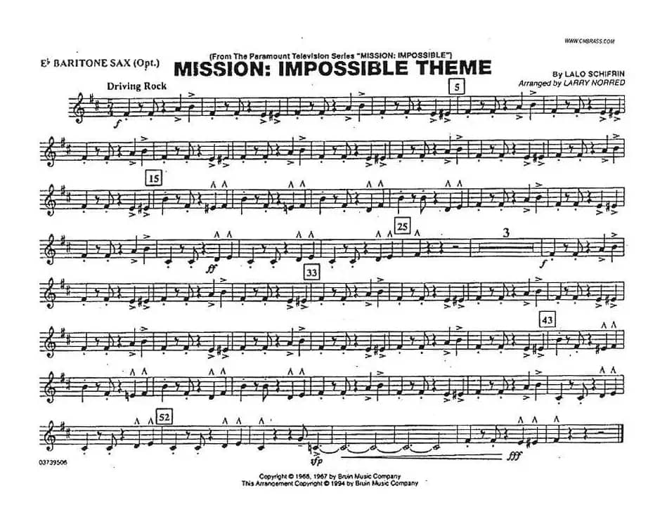 MISSION:IMPOSSIBLE THEME（分谱：上低音萨克斯）