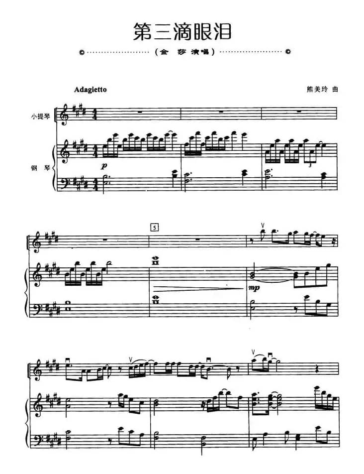 第三滴眼泪（小提琴+钢琴伴奏）