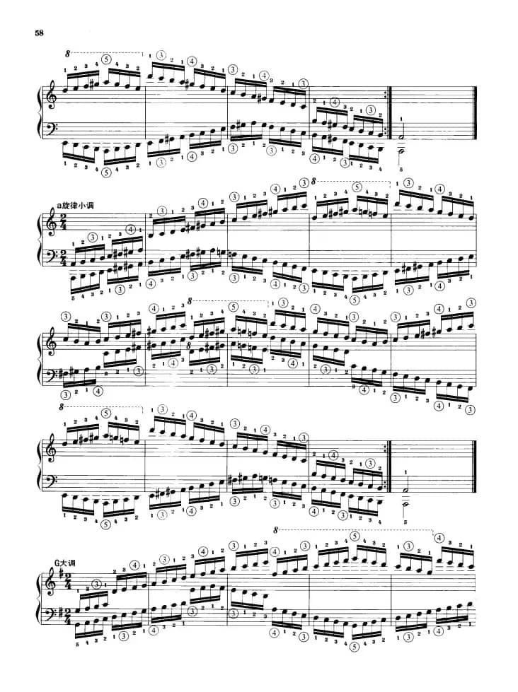 钢琴音阶练习：反向四个八度