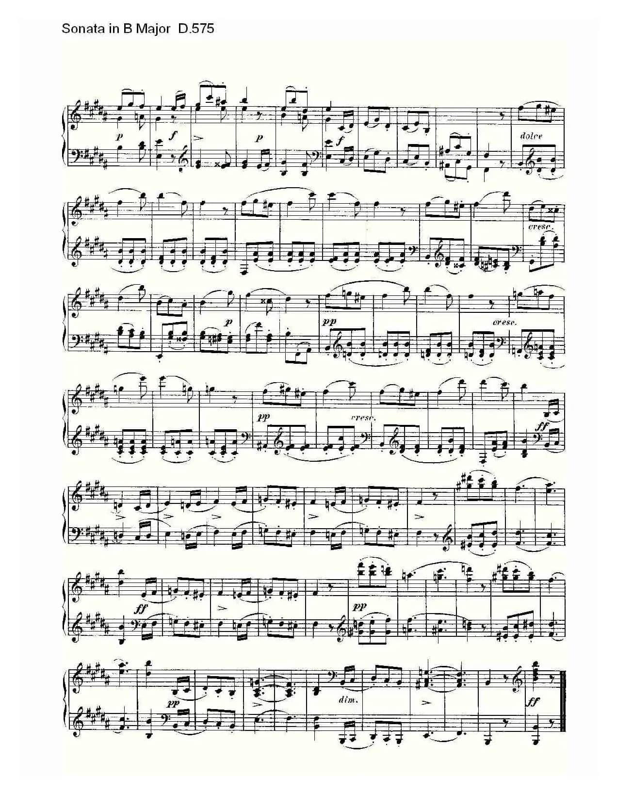 Sonata in B Major D.575（B大调奏鸣曲 D.575）