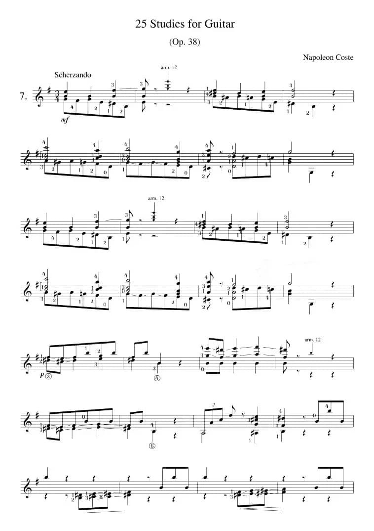 Napoleon Coste《25 Studies,Op.38》（STUDY 7）