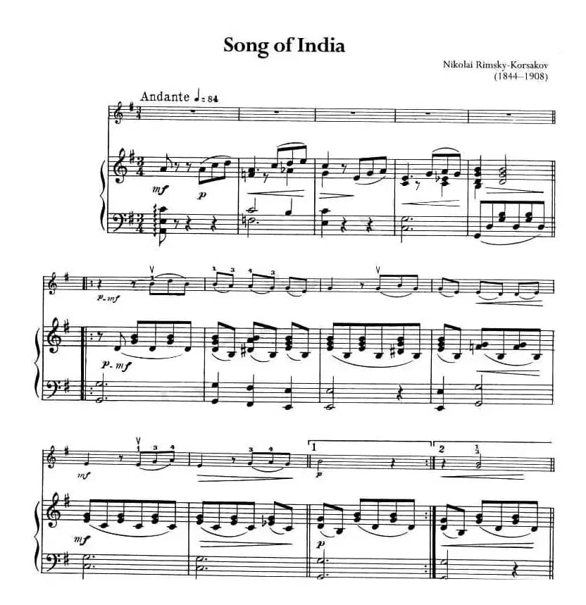 Song of India（小提琴+钢琴）
