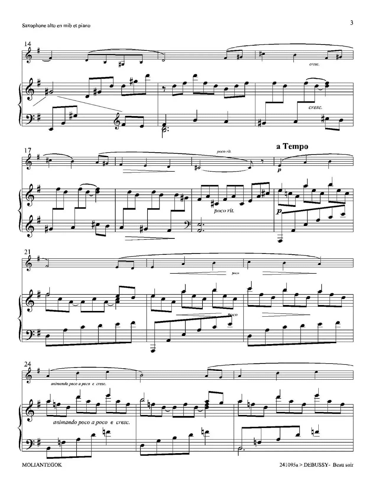 美丽的黄昏（1=G中音萨克斯+钢琴伴奏）