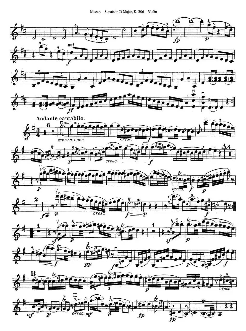 Violin Sonata in D Major K.306