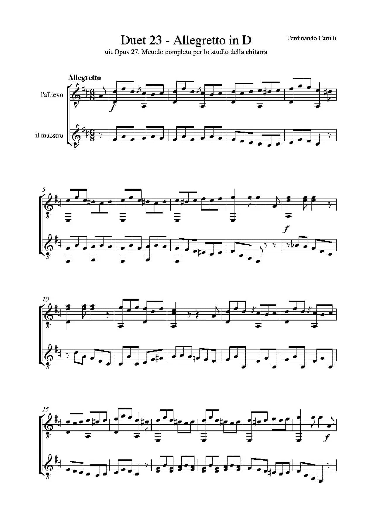 Metodo Completo Op.27-3（古典吉他二重奏练习·23）