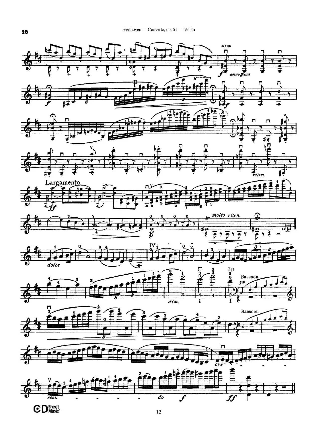 D大调小提琴协奏曲 Op.61（小提琴与钢琴版）