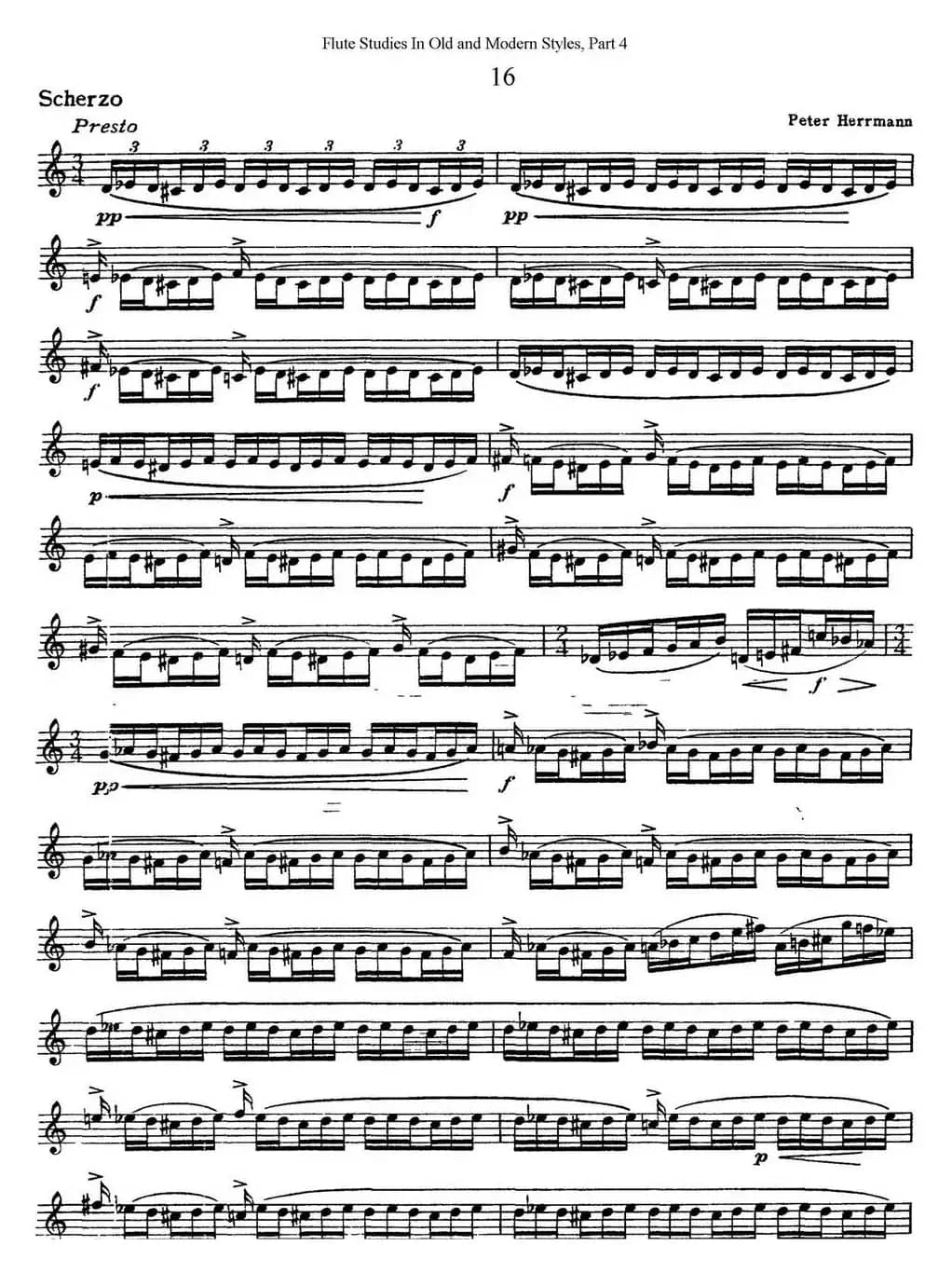 斯勒新老风格长笛练习重奏曲（第四部分）（NO.16）