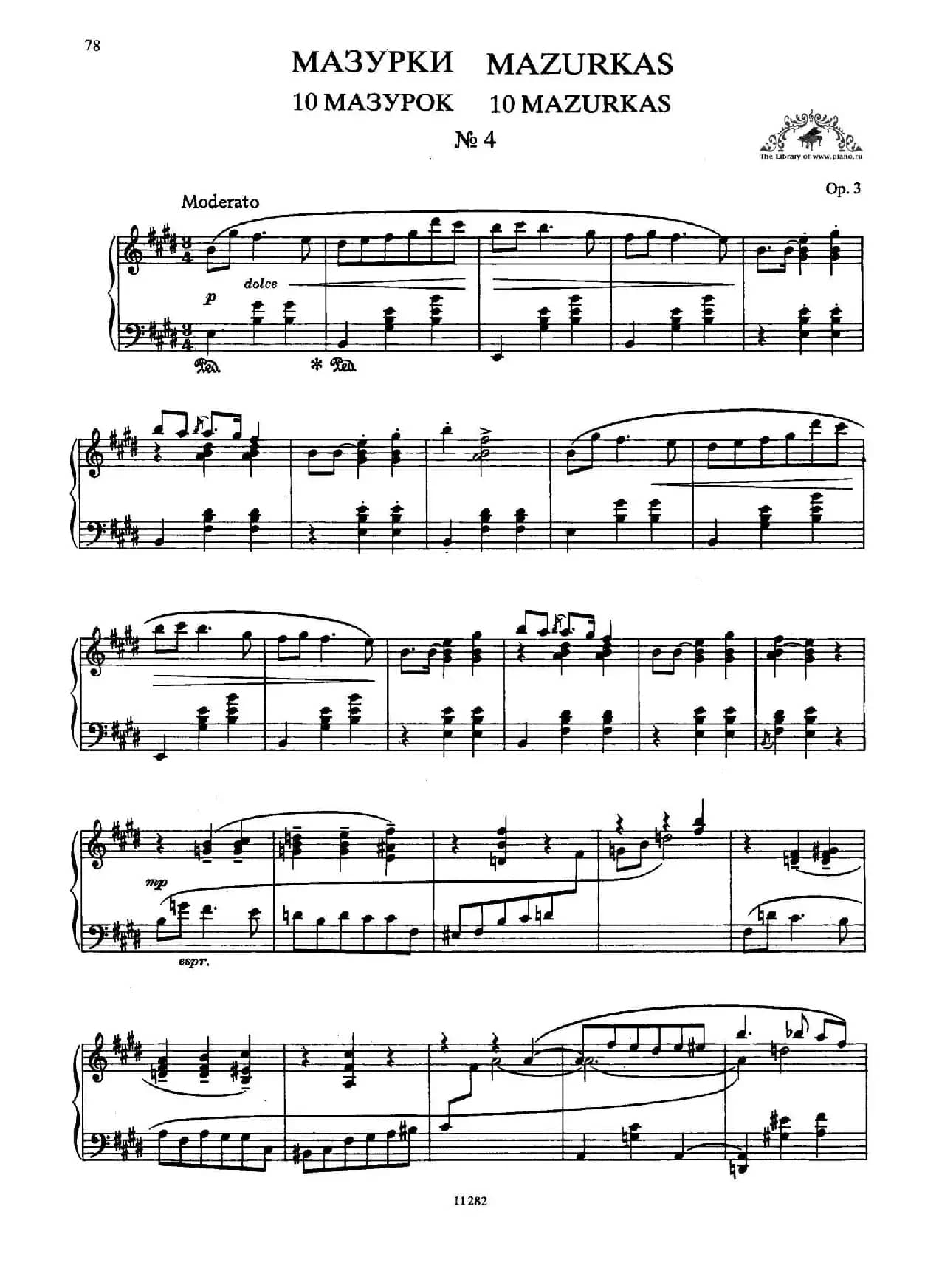 Ten Mazurkas Op.3（10首玛祖卡·4）
