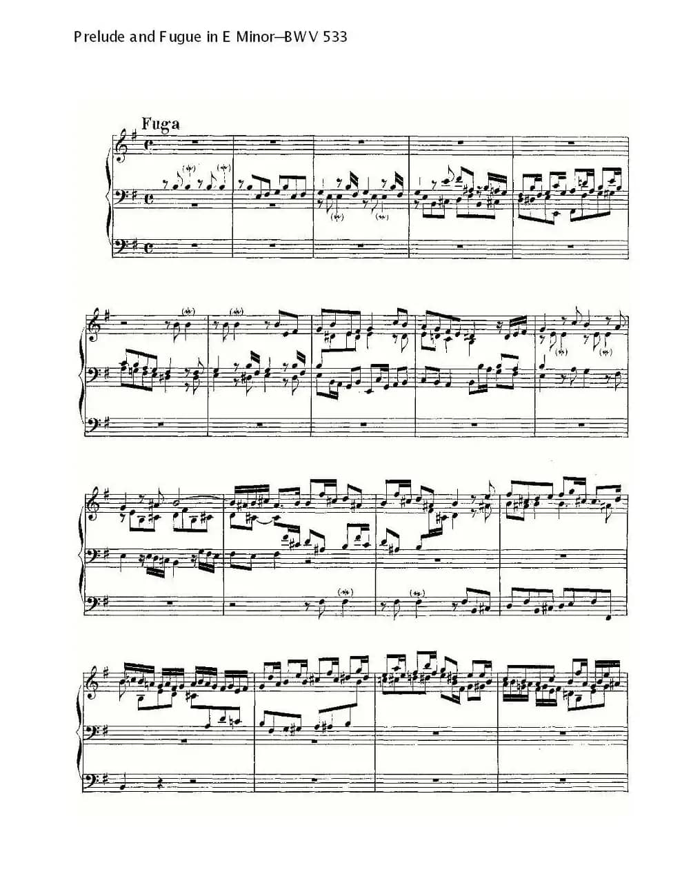 Prelude and Fugue in E Minor--BWV 533 （管风琴谱）