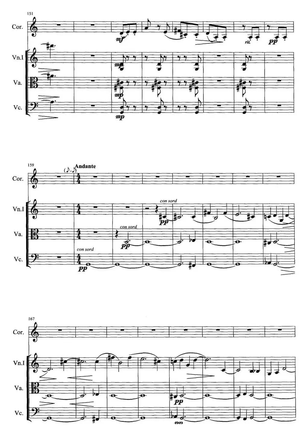 圆号与三件弦乐