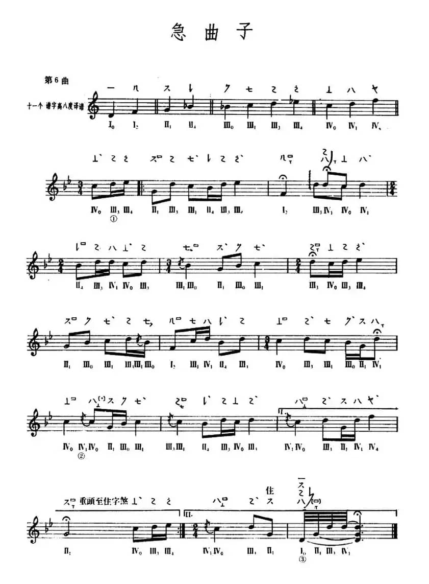 急曲子（敦煌琵琶曲谱 第6曲）