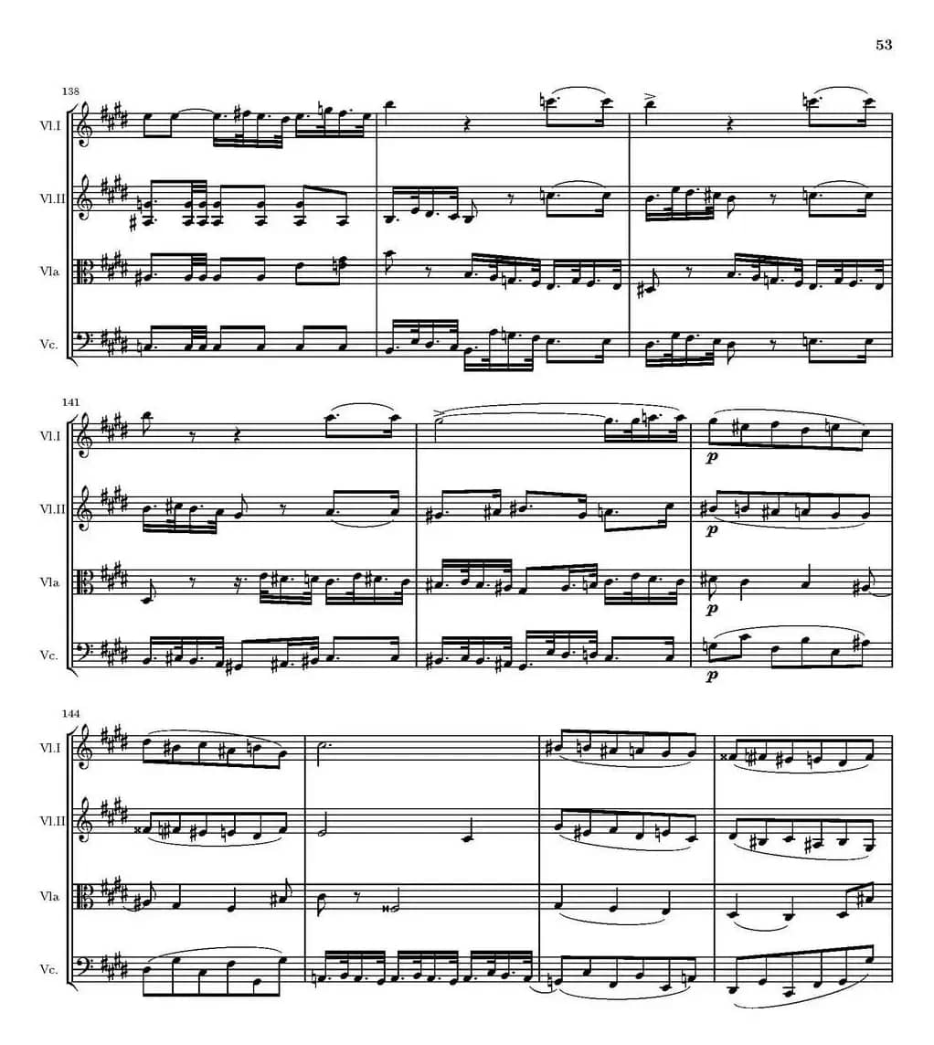 String Quartet nr.18 in E minor（E小调弦乐四重奏、P46-60）