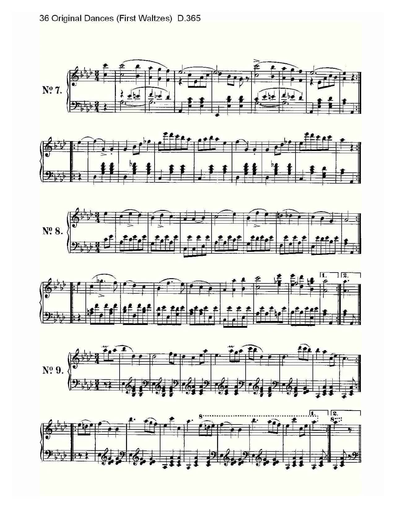 36 Original Dances（First Waltzes) D.36）