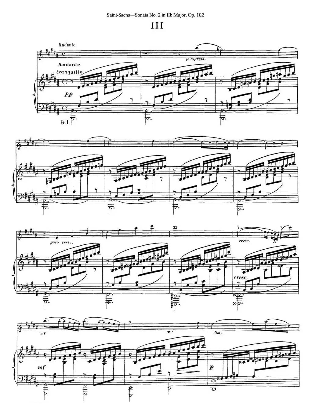 Violin Sonata No.2 in Eb Major Op.102（小提琴+钢琴伴奏）