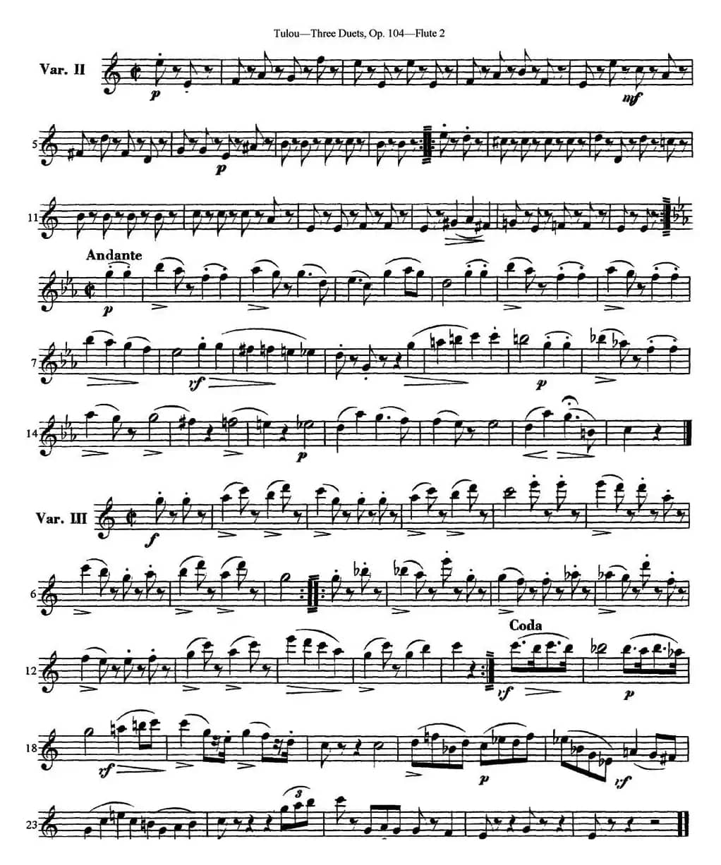 图露三首长笛简易重奏曲Op.104（Flute 2）（NO.1）