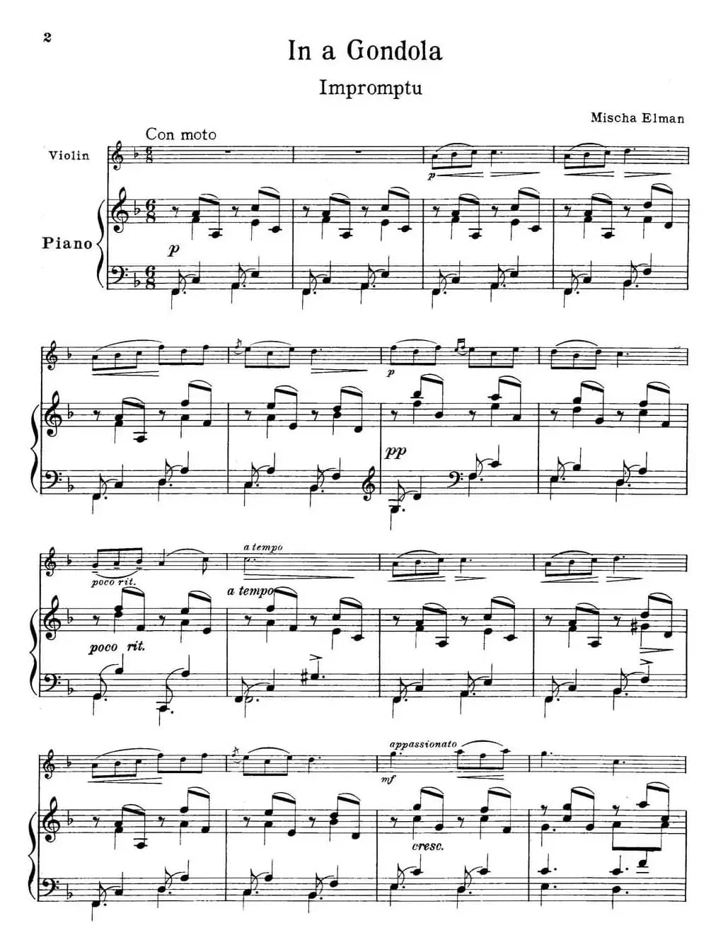 In a Gondola（小提琴+钢琴伴奏）